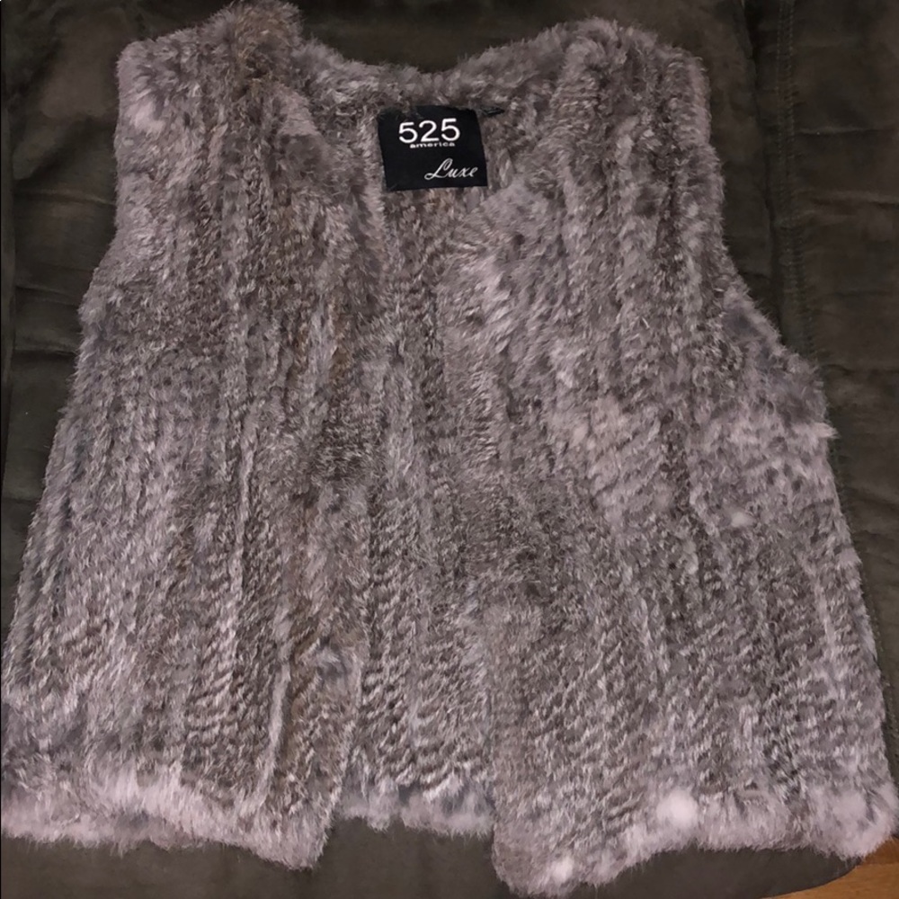 Mixed Greys rabbit fur vest